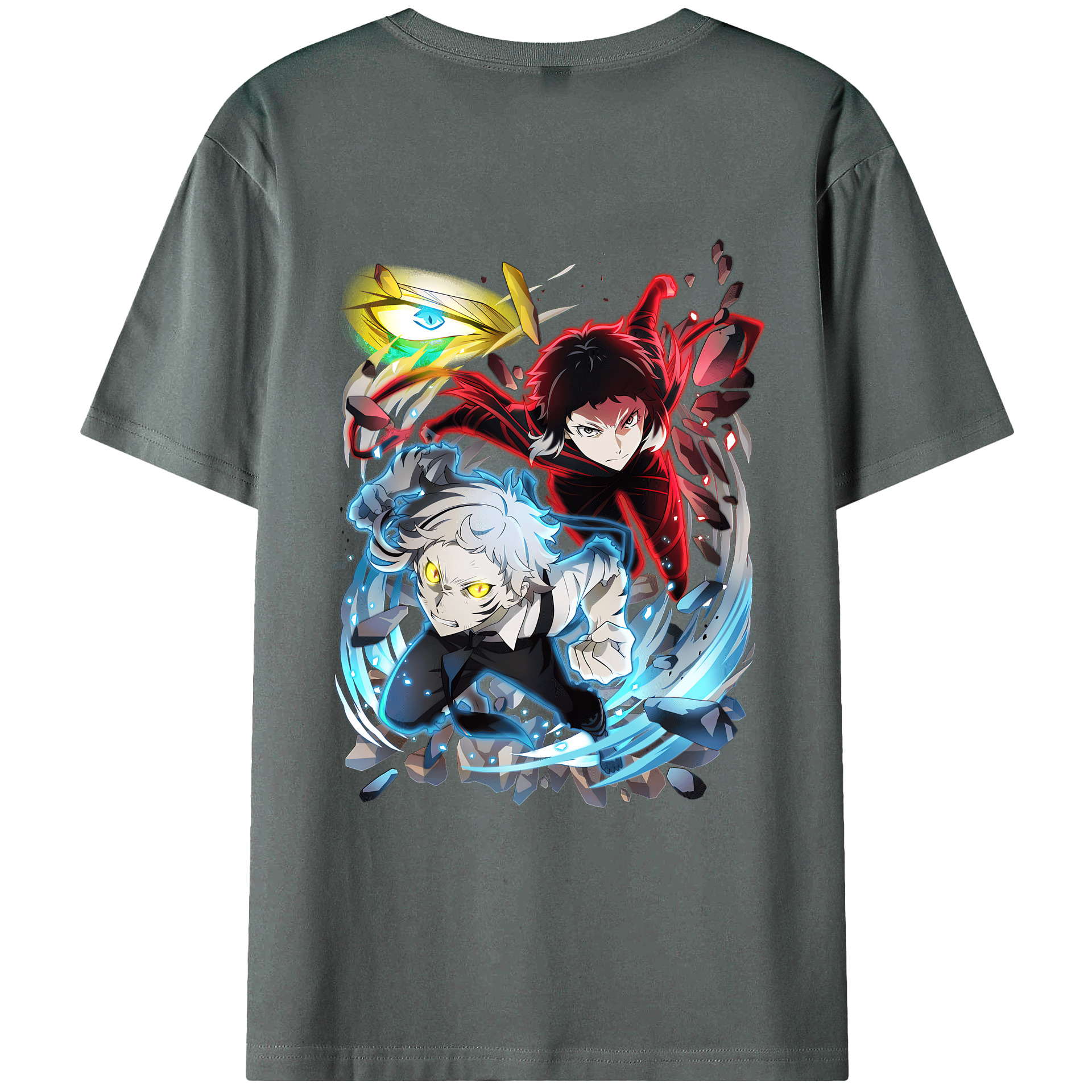 （画像用） 文豪ストレイドッグス Bungo Stray Dogs 綿100％ メンズ半袖Tシャツ（バックプリント） 通気性